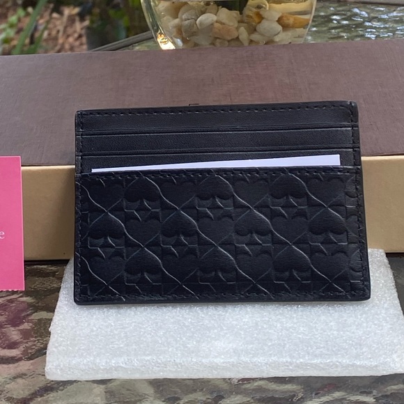 Kate Spade Black Embossed Spade Cardholder Wallet - Picture 4 of 16